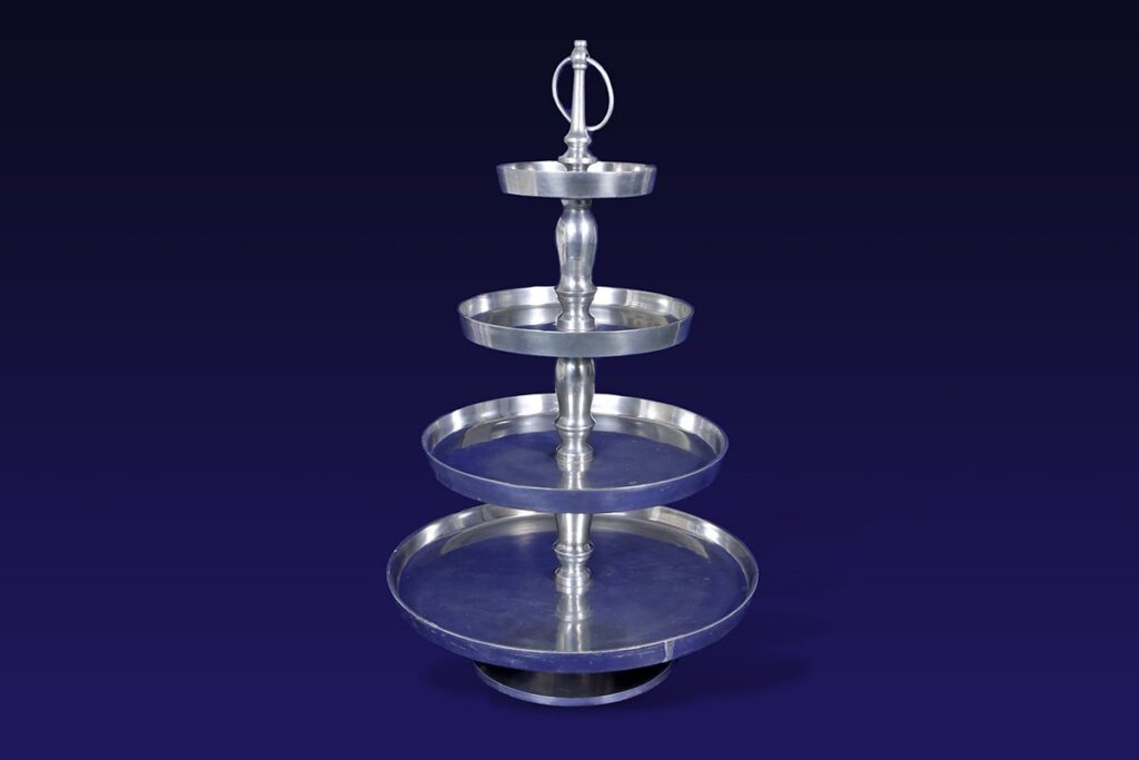 Silver 4 Tier Cake Stand Round ( XL )